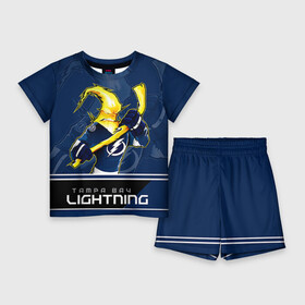 Детский костюм с шортами 3D с принтом Tampa Bay Lightning в Кировске,  |  | nhl | stanley cup | tampa bay lightning | ампа бэй лайтнинг | василевский | кубок стенли | кубок стэнли | кучеров | наместников | нестеров | нхл | тампа бэй | хоккей | хоккейный клуб