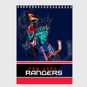 Скетчбук с принтом New York Rangers в Кировске, 100% бумага
 | 48 листов, плотность листов — 100 г/м2, плотность картонной обложки — 250 г/м2. Листы скреплены сверху удобной пружинной спиралью | Тематика изображения на принте: new york rangers | nhl | stanley cup | кубок стенли | кубок стэнли | нхл | нью йорк рейнджерс | нью йорк рейнджеры | рейнджеры | хоккей | хоккейный клуб