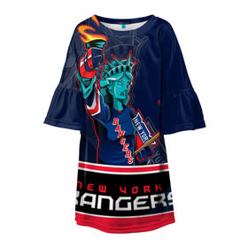 Детское платье 3D с принтом New York Rangers в Кировске, 100% полиэстер | прямой силуэт, чуть расширенный к низу. Круглая горловина, на рукавах — воланы | new york rangers | nhl | stanley cup | кубок стенли | кубок стэнли | нхл | нью йорк рейнджерс | нью йорк рейнджеры | рейнджеры | хоккей | хоккейный клуб