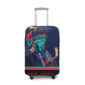 Чехол для чемодана 3D с принтом New York Rangers в Кировске, 86% полиэфир, 14% спандекс | двустороннее нанесение принта, прорези для ручек и колес | new york rangers | nhl | stanley cup | кубок стенли | кубок стэнли | нхл | нью йорк рейнджерс | нью йорк рейнджеры | рейнджеры | хоккей | хоккейный клуб