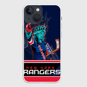 Чехол для iPhone 13 mini с принтом New York Rangers в Кировске,  |  | Тематика изображения на принте: new york rangers | nhl | stanley cup | кубок стенли | кубок стэнли | нхл | нью йорк рейнджерс | нью йорк рейнджеры | рейнджеры | хоккей | хоккейный клуб
