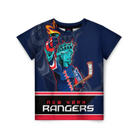 Детская футболка 3D с принтом New York Rangers в Кировске, 100% гипоаллергенный полиэфир | прямой крой, круглый вырез горловины, длина до линии бедер, чуть спущенное плечо, ткань немного тянется | Тематика изображения на принте: new york rangers | nhl | stanley cup | кубок стенли | кубок стэнли | нхл | нью йорк рейнджерс | нью йорк рейнджеры | рейнджеры | хоккей | хоккейный клуб