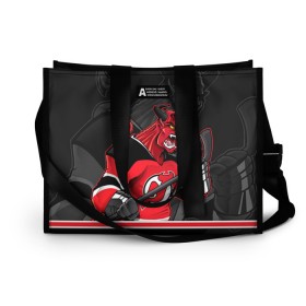 Сумка-шоппер 3D с принтом New Jersey Devils в Кировске, 100% полиэстер | застегивается на металлическую кнопку; внутренний карман застегивается на молнию. Стенки укреплены специальным мягким материалом, чтобы защитить содержимое от несильных ударов
 | new jersey devils | nhl | stanley cup | дъяволы нью джерси | калинин | кубок стенли | кубок стэнли | нхл | нью джерси девилз | хоккей | хоккейный клуб