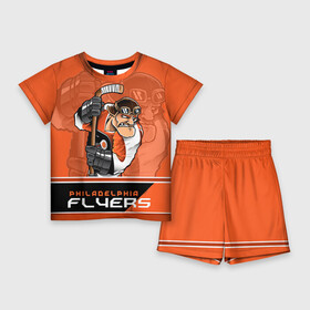 Детский костюм с шортами 3D с принтом Philadelphia Flyers в Кировске,  |  | nhl | philadelphia flyers | stanley cup | кубок стенли | кубок стэнли | нхл | филадельфия | филадельфия флайерз | флаерс | хоккей | хоккейный клуб