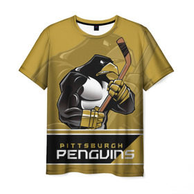 Мужская футболка 3D с принтом Pittsburgh Penguins в Кировске, 100% полиэфир | прямой крой, круглый вырез горловины, длина до линии бедер | nhl | pittsburgh penguins | stanley cup | кросби | кубок стенли | кубок стэнли | малкин | нхл | пингвинс | питтсбург пингвинз | сидни кросби | хоккей | хоккейный клуб