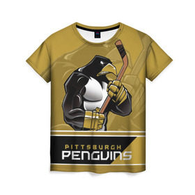 Женская футболка 3D с принтом Pittsburgh Penguins в Кировске, 100% полиэфир ( синтетическое хлопкоподобное полотно) | прямой крой, круглый вырез горловины, длина до линии бедер | nhl | pittsburgh penguins | stanley cup | кросби | кубок стенли | кубок стэнли | малкин | нхл | пингвинс | питтсбург пингвинз | сидни кросби | хоккей | хоккейный клуб