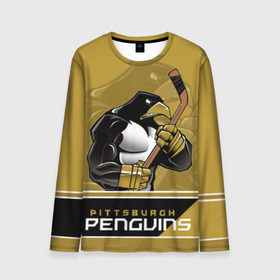 Мужской лонгслив 3D с принтом Pittsburgh Penguins в Кировске, 100% полиэстер | длинные рукава, круглый вырез горловины, полуприлегающий силуэт | Тематика изображения на принте: nhl | pittsburgh penguins | stanley cup | кросби | кубок стенли | кубок стэнли | малкин | нхл | пингвинс | питтсбург пингвинз | сидни кросби | хоккей | хоккейный клуб