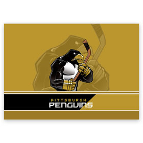 Поздравительная открытка с принтом Pittsburgh Penguins в Кировске, 100% бумага | плотность бумаги 280 г/м2, матовая, на обратной стороне линовка и место для марки
 | Тематика изображения на принте: nhl | pittsburgh penguins | stanley cup | кросби | кубок стенли | кубок стэнли | малкин | нхл | пингвинс | питтсбург пингвинз | сидни кросби | хоккей | хоккейный клуб