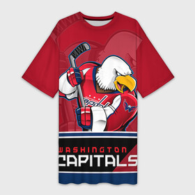 Платье-футболка 3D с принтом Washington Capitals в Кировске,  |  | nhl | stanley cup | washington capitals | вашингтон капиталс | вашингтон кэпиталз | кубок стенли | кубок стэнли | нхл | овечкин | хоккей | хоккейный клуб