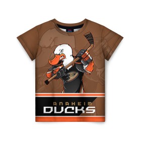 Детская футболка 3D с принтом Anaheim Ducks в Кировске, 100% гипоаллергенный полиэфир | прямой крой, круглый вырез горловины, длина до линии бедер, чуть спущенное плечо, ткань немного тянется | anaheim ducks | nhl | stanley cup | кубок стенли | кубок стэнли | нхл | хоккей | хоккейный клуб