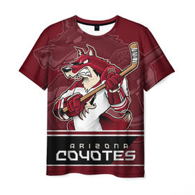 Мужская футболка 3D с принтом Arizona Coyotes в Кировске, 100% полиэфир | прямой крой, круглый вырез горловины, длина до линии бедер | arizona coyotes | nhl | stanley cup | аризона койотис | аризона койоты | кубок стенли | кубок стэнли | нхл | хоккей | хоккейный клуб