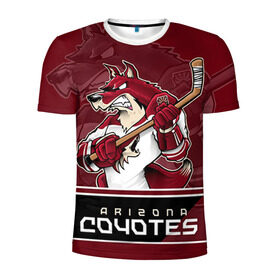Мужская футболка 3D спортивная с принтом Arizona Coyotes в Кировске, 100% полиэстер с улучшенными характеристиками | приталенный силуэт, круглая горловина, широкие плечи, сужается к линии бедра | arizona coyotes | nhl | stanley cup | аризона койотис | аризона койоты | кубок стенли | кубок стэнли | нхл | хоккей | хоккейный клуб
