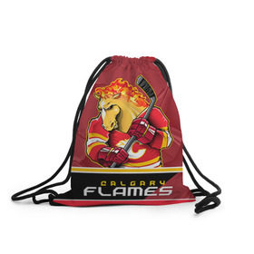 Рюкзак-мешок 3D с принтом Calgary Flames в Кировске, 100% полиэстер | плотность ткани — 200 г/м2, размер — 35 х 45 см; лямки — толстые шнурки, застежка на шнуровке, без карманов и подкладки | calgary flames | nhl | stanley cup | калгари флэймз | кубок стенли | кубок стэнли | нхл | флэймс | хоккей | хоккейный клуб