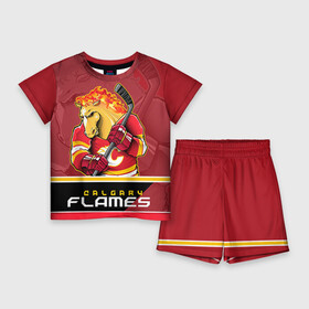 Детский костюм с шортами 3D с принтом Calgary Flames в Кировске,  |  | calgary flames | nhl | stanley cup | калгари флэймз | кубок стенли | кубок стэнли | нхл | флэймс | хоккей | хоккейный клуб