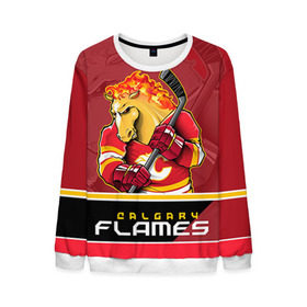 Мужской свитшот 3D с принтом Calgary Flames в Кировске, 100% полиэстер с мягким внутренним слоем | круглый вырез горловины, мягкая резинка на манжетах и поясе, свободная посадка по фигуре | calgary flames | nhl | stanley cup | калгари флэймз | кубок стенли | кубок стэнли | нхл | флэймс | хоккей | хоккейный клуб