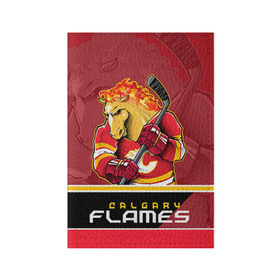 Обложка для паспорта матовая кожа с принтом Calgary Flames в Кировске, натуральная матовая кожа | размер 19,3 х 13,7 см; прозрачные пластиковые крепления | calgary flames | nhl | stanley cup | калгари флэймз | кубок стенли | кубок стэнли | нхл | флэймс | хоккей | хоккейный клуб