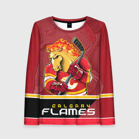 Женский лонгслив 3D с принтом Calgary Flames в Кировске, 100% полиэстер | длинные рукава, круглый вырез горловины, полуприлегающий силуэт | calgary flames | nhl | stanley cup | калгари флэймз | кубок стенли | кубок стэнли | нхл | флэймс | хоккей | хоккейный клуб