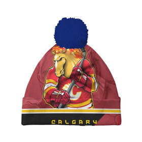 Шапка 3D c помпоном с принтом Calgary Flames в Кировске, 100% полиэстер | универсальный размер, печать по всей поверхности изделия | calgary flames | nhl | stanley cup | калгари флэймз | кубок стенли | кубок стэнли | нхл | флэймс | хоккей | хоккейный клуб
