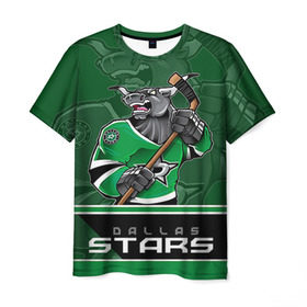 Мужская футболка 3D с принтом Dallas Stars в Кировске, 100% полиэфир | прямой крой, круглый вырез горловины, длина до линии бедер | dallas stars | nhl | stanley cup | даллас | даллас старз | кубок стенли | кубок стэнли | ничушкин | нхл | хоккей | хоккейный клуб