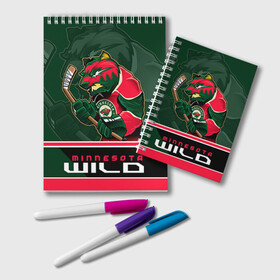 Блокнот с принтом Minnesota Wild в Кировске, 100% бумага | 48 листов, плотность листов — 60 г/м2, плотность картонной обложки — 250 г/м2. Листы скреплены удобной пружинной спиралью. Цвет линий — светло-серый
 | minnesota wild | nhl | stanley cup | кубок стенли | кубок стэнли | минесота | миннесота уайлд | нхл | хоккей | хоккейный клуб