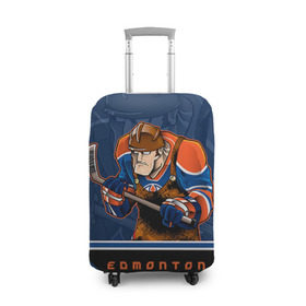 Чехол для чемодана 3D с принтом Edmonton Oilers в Кировске, 86% полиэфир, 14% спандекс | двустороннее нанесение принта, прорези для ручек и колес | edmonton oilers | nhl | stanley cup | кубок стенли | кубок стэнли | нхл | хоккей | хоккейный клуб | эдмонтон | эдмонтон ойлерз | якупов