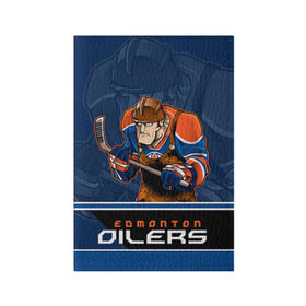 Обложка для паспорта матовая кожа с принтом Edmonton Oilers в Кировске, натуральная матовая кожа | размер 19,3 х 13,7 см; прозрачные пластиковые крепления | edmonton oilers | nhl | stanley cup | кубок стенли | кубок стэнли | нхл | хоккей | хоккейный клуб | эдмонтон | эдмонтон ойлерз | якупов