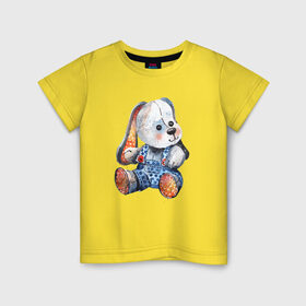 Детская футболка хлопок с принтом Акварельная плюшевая собачка в Кировске, 100% хлопок | круглый вырез горловины, полуприлегающий силуэт, длина до линии бедер | акварель | дети | животные | игрушки