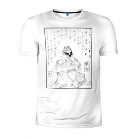 Мужская футболка 3D спортивная с принтом Japanese Engraving в Кировске, 100% полиэстер с улучшенными характеристиками | приталенный силуэт, круглая горловина, широкие плечи, сужается к линии бедра | 