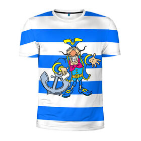 Мужская футболка 3D спортивная с принтом Капитан Баклан в Кировске, 100% полиэстер с улучшенными характеристиками | приталенный силуэт, круглая горловина, широкие плечи, сужается к линии бедра | anchor | captain | pirate | sailor | treasure island | капитан | моряк | остров сокровищ | пират | якорь