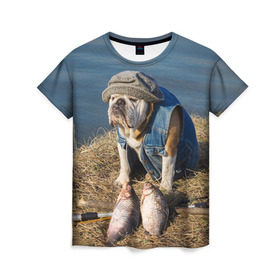 Женская футболка 3D с принтом Bulldog 13 в Кировске, 100% полиэфир ( синтетическое хлопкоподобное полотно) | прямой крой, круглый вырез горловины, длина до линии бедер | bulldog blogger | tecuaniventura | блоггер | бульдог | бульдог блоггер | животные | карамелька | собаки