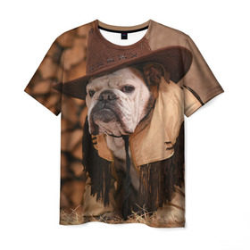 Мужская футболка 3D с принтом Bulldog 6 в Кировске, 100% полиэфир | прямой крой, круглый вырез горловины, длина до линии бедер | bulldog blogger | tecuaniventura | блоггер | бульдог | бульдог блоггер | животные | карамелька | собаки