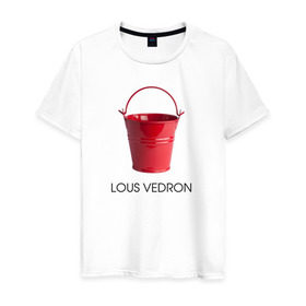Мужская футболка хлопок с принтом LOUS VEDRON в Кировске, 100% хлопок | прямой крой, круглый вырез горловины, длина до линии бедер, слегка спущенное плечо. | louis vuetton | lous vedron | антибренд | бренд | луи витон | пародии