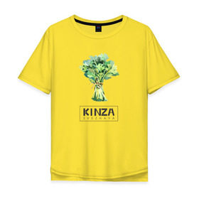 Мужская футболка хлопок Oversize с принтом KINZA в Кировске, 100% хлопок | свободный крой, круглый ворот, “спинка” длиннее передней части | Тематика изображения на принте: kenzo | kinza | антибренд | бренд | кензо | кинза | пародии