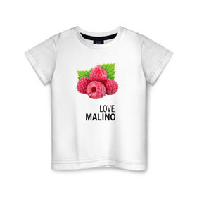 Детская футболка хлопок с принтом LOVE MALINO в Кировске, 100% хлопок | круглый вырез горловины, полуприлегающий силуэт, длина до линии бедер | love moschino | антибренд | бренд | лав малино | лав москино | малино | пародии