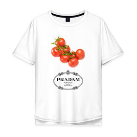 Мужская футболка хлопок Oversize с принтом PRADAM в Кировске, 100% хлопок | свободный крой, круглый ворот, “спинка” длиннее передней части | prada | pradam | антибренд | бренд | пародии | прада | прадам