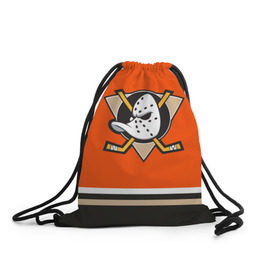 Рюкзак-мешок 3D с принтом Anaheim Ducks в Кировске, 100% полиэстер | плотность ткани — 200 г/м2, размер — 35 х 45 см; лямки — толстые шнурки, застежка на шнуровке, без карманов и подкладки | хоккей