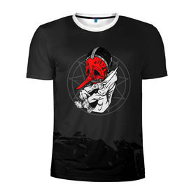 Мужская футболка 3D спортивная с принтом Slipknot N3 Chris Fehn в Кировске, 100% полиэстер с улучшенными характеристиками | приталенный силуэт, круглая горловина, широкие плечи, сужается к линии бедра | крис | слипкнот | слипнот | фен