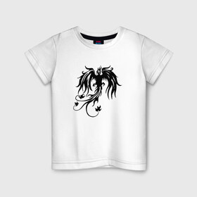 Детская футболка хлопок с принтом Феникс трайбл в Кировске, 100% хлопок | круглый вырез горловины, полуприлегающий силуэт, длина до линии бедер | Тематика изображения на принте: птица | тату | трайбл | фауна | феникс | этно