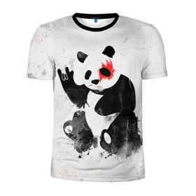 Мужская футболка 3D спортивная с принтом Рок-панда в Кировске, 100% полиэстер с улучшенными характеристиками | приталенный силуэт, круглая горловина, широкие плечи, сужается к линии бедра | Тематика изображения на принте: rock | коза | метал | панда | рок