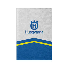 Обложка для паспорта матовая кожа с принтом husqvarna в Кировске, натуральная матовая кожа | размер 19,3 х 13,7 см; прозрачные пластиковые крепления | husqvarna