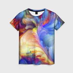 Женская футболка 3D с принтом Краски в Кировске, 100% полиэфир ( синтетическое хлопкоподобное полотно) | прямой крой, круглый вырез горловины, длина до линии бедер | абстракция | краски | узор | цвет