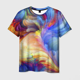 Мужская футболка 3D с принтом Краски в Кировске, 100% полиэфир | прямой крой, круглый вырез горловины, длина до линии бедер | Тематика изображения на принте: абстракция | краски | узор | цвет