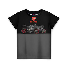 Детская футболка 3D с принтом Ducati 2 в Кировске, 100% гипоаллергенный полиэфир | прямой крой, круглый вырез горловины, длина до линии бедер, чуть спущенное плечо, ткань немного тянется | Тематика изображения на принте: ducati | moto | дукати | мото | мотоцикл | мотоциклы