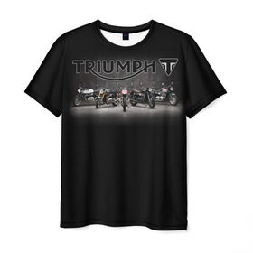 Мужская футболка 3D с принтом Triumph 5 в Кировске, 100% полиэфир | прямой крой, круглый вырез горловины, длина до линии бедер | Тематика изображения на принте: moto | triumph | мотоцикл | мотоциклы | триумф