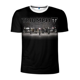Мужская футболка 3D спортивная с принтом Triumph 5 в Кировске, 100% полиэстер с улучшенными характеристиками | приталенный силуэт, круглая горловина, широкие плечи, сужается к линии бедра | Тематика изображения на принте: moto | triumph | мотоцикл | мотоциклы | триумф