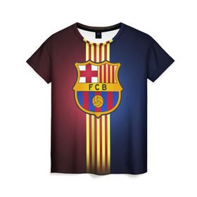 Женская футболка 3D с принтом Barcelona FC в Кировске, 100% полиэфир ( синтетическое хлопкоподобное полотно) | прямой крой, круглый вырез горловины, длина до линии бедер | барса | барселона | испания | клуб | фк | футбол | футбольный
