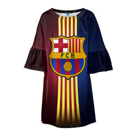 Детское платье 3D с принтом Barcelona FC в Кировске, 100% полиэстер | прямой силуэт, чуть расширенный к низу. Круглая горловина, на рукавах — воланы | Тематика изображения на принте: барса | барселона | испания | клуб | фк | футбол | футбольный