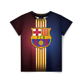 Детская футболка 3D с принтом Barcelona FC в Кировске, 100% гипоаллергенный полиэфир | прямой крой, круглый вырез горловины, длина до линии бедер, чуть спущенное плечо, ткань немного тянется | барса | барселона | испания | клуб | фк | футбол | футбольный
