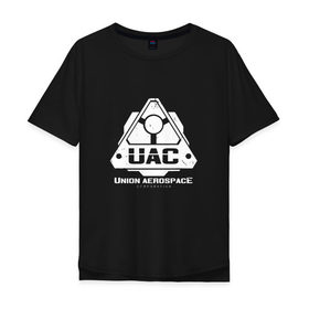 Мужская футболка хлопок Oversize с принтом UAC в Кировске, 100% хлопок | свободный крой, круглый ворот, “спинка” длиннее передней части | corporation | doom | дум