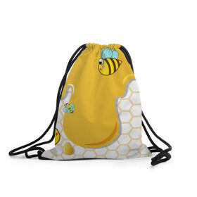 Рюкзак-мешок 3D с принтом Пчелки в Кировске, 100% полиэстер | плотность ткани — 200 г/м2, размер — 35 х 45 см; лямки — толстые шнурки, застежка на шнуровке, без карманов и подкладки | 